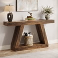 thumbnail image 7 of Finmind 55-Inch Farmhouse Console Table，2-Tier Wood Entryway Table for Hallway, Brown, 7 of 7