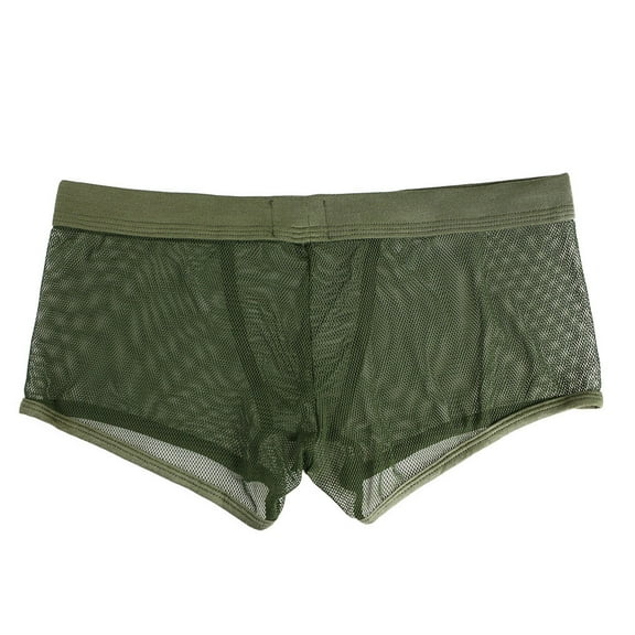 Odeerbi Mens Underwear Seamless Boxer Briefs Erogenous Letter Printed Shorts Bulge Pouch Underpants Olive Green
