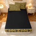 thumbnail image 4 of meiyoeat Rustic Damask Zipper Queen Comforter Set with Fitted Sheet and 2 Pillowcases,Retro Print Zipper Bedding Set For Adults,Gold Black,Black Reversible,4 Pieces, 4 of 7
