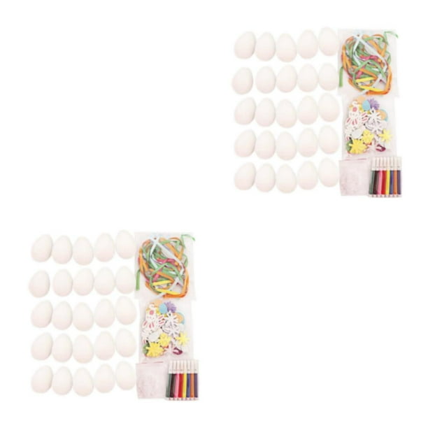 Bearachild Kit de artesanía de huevos de Pascua DIY, adorno colgante de pintura para decoración de fiesta infantil Tipo 1 2piezas