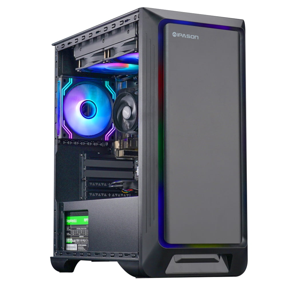 IPASON Gaming Desktop AMD Ryzen 5 5600GT (Beats Intel 10th-gen i7 & Lower) , AMD Radeon Vega 7 , 16GB RAM , 1TB M.2 NVMe , Windows 11 Home Prebuilt Gaming PC New Computers