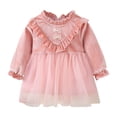 thumbnail image 1 of MEZZALL Robe en Velours à Manches Longues avec Nœud pour Filles, Robe de Danse Respirante, Rose, 2-3 Ans, 1 of 4