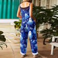 thumbnail image 4 of Womens Halloween Jumpsuits Cute Print Baggy Casual Wide Leg Romper Tie Strap Cotton Linen Pants, 4 of 7