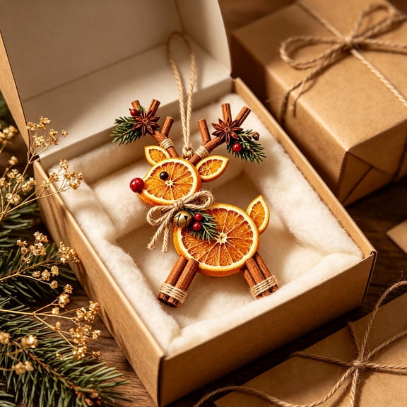 Dried Orange Slice Christmas Ornament Animal Shaped Natural Hanging Tree Decor Design D