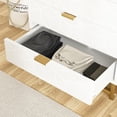 thumbnail image 2 of Chest with 5 Drawers [Golden Handle] [Golden Base] [Diamond Style] for Bedroom, The Living Room, White, 2 of 6