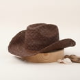 thumbnail image 4 of Jiibva Raffia Straw Panama Cowboy Hat for Women Men Summer Wide Brim Sun Hat Outdoor Hand-crocheted Breathable Beach Caps, 4 of 7