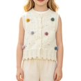 thumbnail image 2 of AUDeals Girls Ruffle Trim Knit Sweater Vest - Round Neck Sleeveless Button Front Cardigan for Kids Casual Layering Wear, 2 of 6