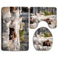 thumbnail image 1 of GOHAO Grizzly Bear Zoo 3 Piece Bathroom Rugs Set Bath Rug Contour Mat and Toilet Lid Cover, 1 of 2