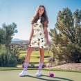thumbnail image 3 of Garronmavis Women's 2 Piece Golf Dress Size XL Inner Shorts Tennis Dresses Quarter Zip Athletic Workout Dresses Athletic Outfits Womens Animal Golf Dress, Bee Floral, 3 of 7