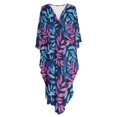 thumbnail image 6 of XYZCANDO Tropical Leaf Women's Long Kaftan Dress Flowy Maxi Dress Beach Cover Up Loose Fit Batwing Sleeve Swimsuit Cover Ups Hawaiian Robe Vacation Outfits Elegant Gown Top Night Dress, 6 of 7