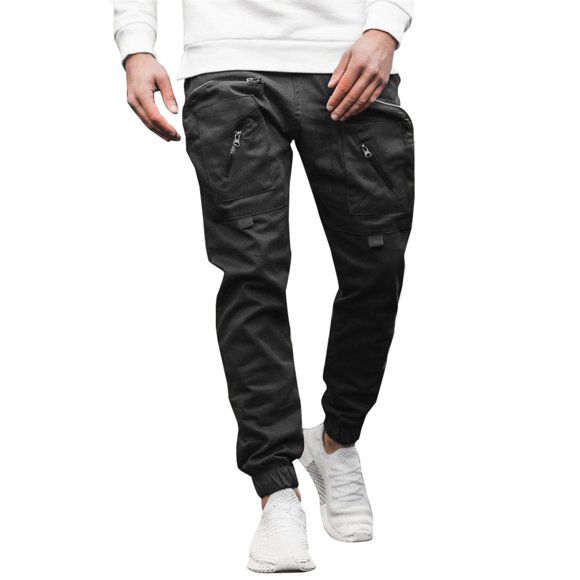 Ketyyh-chn99 Men Cargo Pants Fahion Mens Cargo Shorts Work Wear Combat Safety Cargo with Pocket Full Pants Black,XL