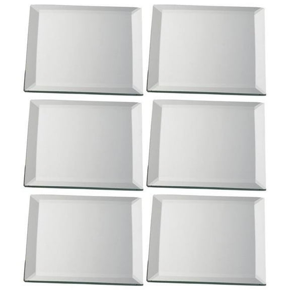 Biedermann & Sons H373SM 4 x 4 in. Decorative Beveled Square Mirror Plate - Pack of 6