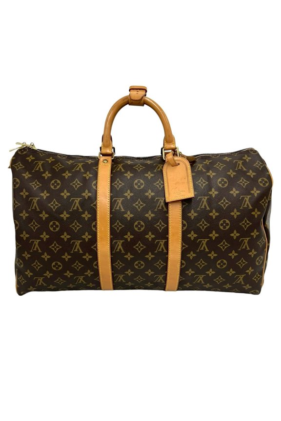 Pre-Owned LOUIS VUITTON Vintage Keepall 50 Monogram Leather Boston Bag Travel Brown 50715