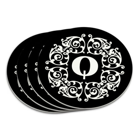 

Letter Q Initial Black White Scrolls Coaster Set