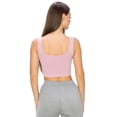 thumbnail image 3 of Women’s Ribbed Cropped Tank Top - Deep Scoop -Dusty Rose, SM, 3 of 5