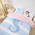 thumbnail image 2 of Erosebridal Glitter Print Bow Initial S Girl Queen Duvet Cover Set,Blue White Stripes Bedding For Teens,Pink Reversible,3 Pieces,No Comforter, 2 of 5