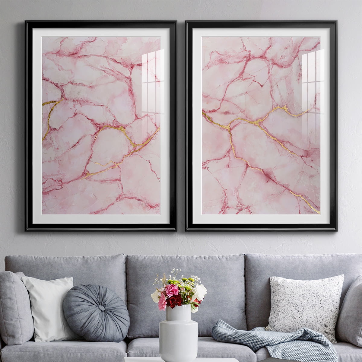 Wexford Home Rose Marble I Premium Framed Print, 18.5" x 24.5" - Ready to Hang, Black (Set of 2)