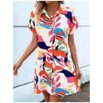 thumbnail image 6 of Womens Summer Shirt Dress Short Sleeve Floral Shift Dress Casual Loose Flowy Beach Sundress White M, 6 of 9
