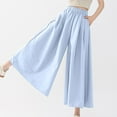 thumbnail image 6 of HAiming Womens Palazzo Pants Dressy Casual Wide Leg Elastic Waist Capris Open Bottom Pants with Pockets Solid Color, 6 of 7