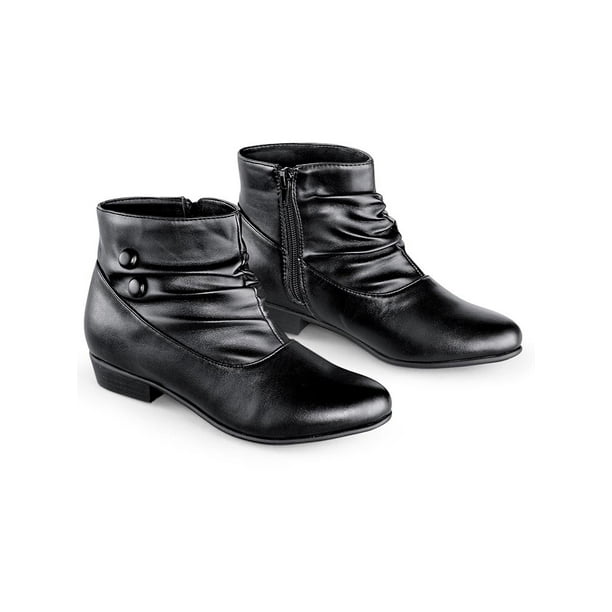wide width low heel booties