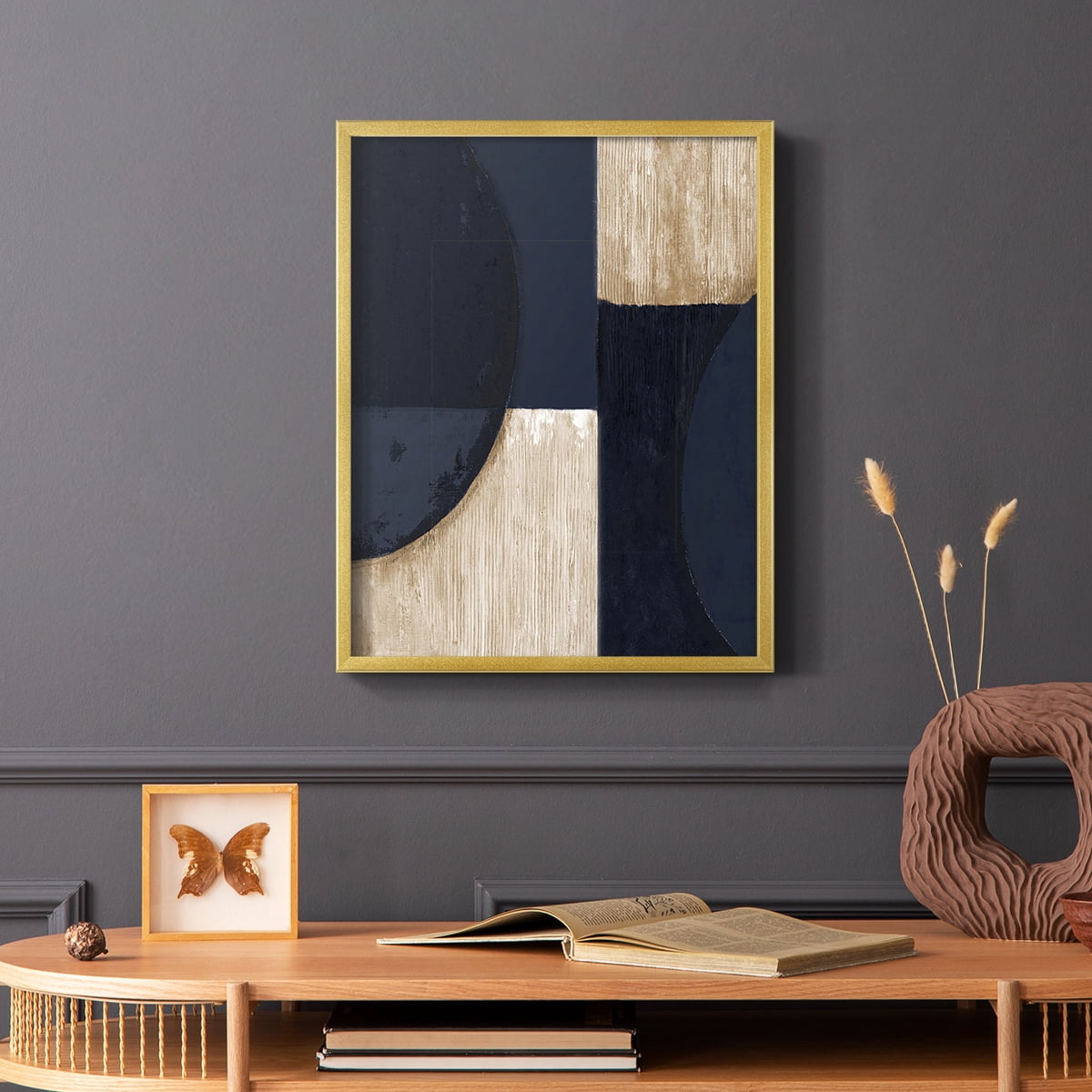 Navy Reflections in Gold Solid Wood 8 x 10 Framed Print