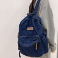 thumbnail image 6 of BadPiggies Denim Backpack for Women & Men Retro Rucksack Basic Bookbag High School/College Students Travel Laptop Bag - Navy, 6 of 10