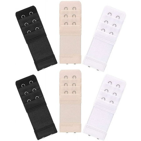 6 Pieces Women's Soft Comfortable Elastic Bra Extenders Bra Extension Strap 2 Hook 3 Row Lady's