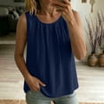 thumbnail image 2 of Women's Plain Sleeveless Tank Top Summer Oversized Crew Neck Basic Tee Tank Flowy Casual Boho Beach Vacation Tops Navy, 2 of 7