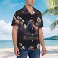 thumbnail image 2 of Lsque White Purple Flower Chicken pattern Hawaiian Shirt for Men, Unisex Summer Beach Casual Short Sleeve Button Down Shirts-Large, 2 of 9