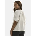 thumbnail image 3 of Time and Tru Women's Double Cloth Cotton Top with Short Sleeves, Sizes XS-XXXL, 3 of 5