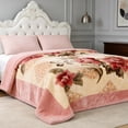 thumbnail image 2 of WOOW DEPOT Twin Heavy Fleece Bed Blanket 1 PCS, 4 Lbs Plush Camellia 2 Ply Thick Reversible Raschel Korean Style Warm Mink Bed Blanket, Pink, 2 of 7