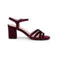 thumbnail image 3 of BLISSFUL STEP Women's Square Toe Velvet Slingback Block Heels Sandals Burgundy 8.5, 3 of 7