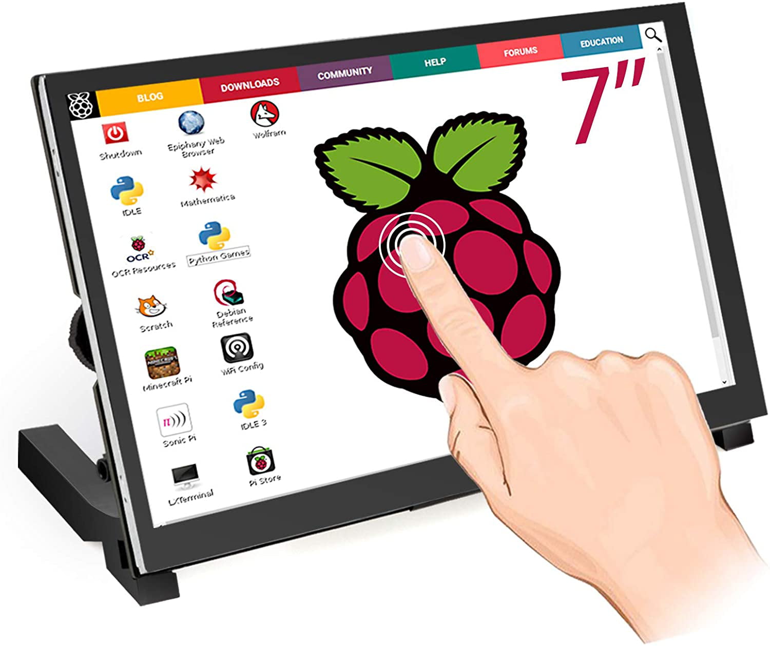 SKYSONIC Raspberry Pi Monitor Inch Touchscreen Capacitive IPS Display 1024x600 USB Powered HDMI Monitor with & Stand for Raspberry Pi Win PC - Walmart.com