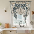 thumbnail image 3 of Retro Floral Pattern Tie Up Curtain 45 Inches Long, Bohemian Style Traditional Flower Balloon Style Kitchen Window Curtain Over Sink, Small Window Rod Pocket Curtain 42"x45", 3 of 9