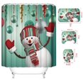 thumbnail image 1 of Juego de cortina de ducha con alfombrilla para el suelo, diseño de Papá Noel, muñeco de nieve, impresión digital, dibujos animados, impermeable, poliéster, juego de cuatro piezas para baño, 1 of 6