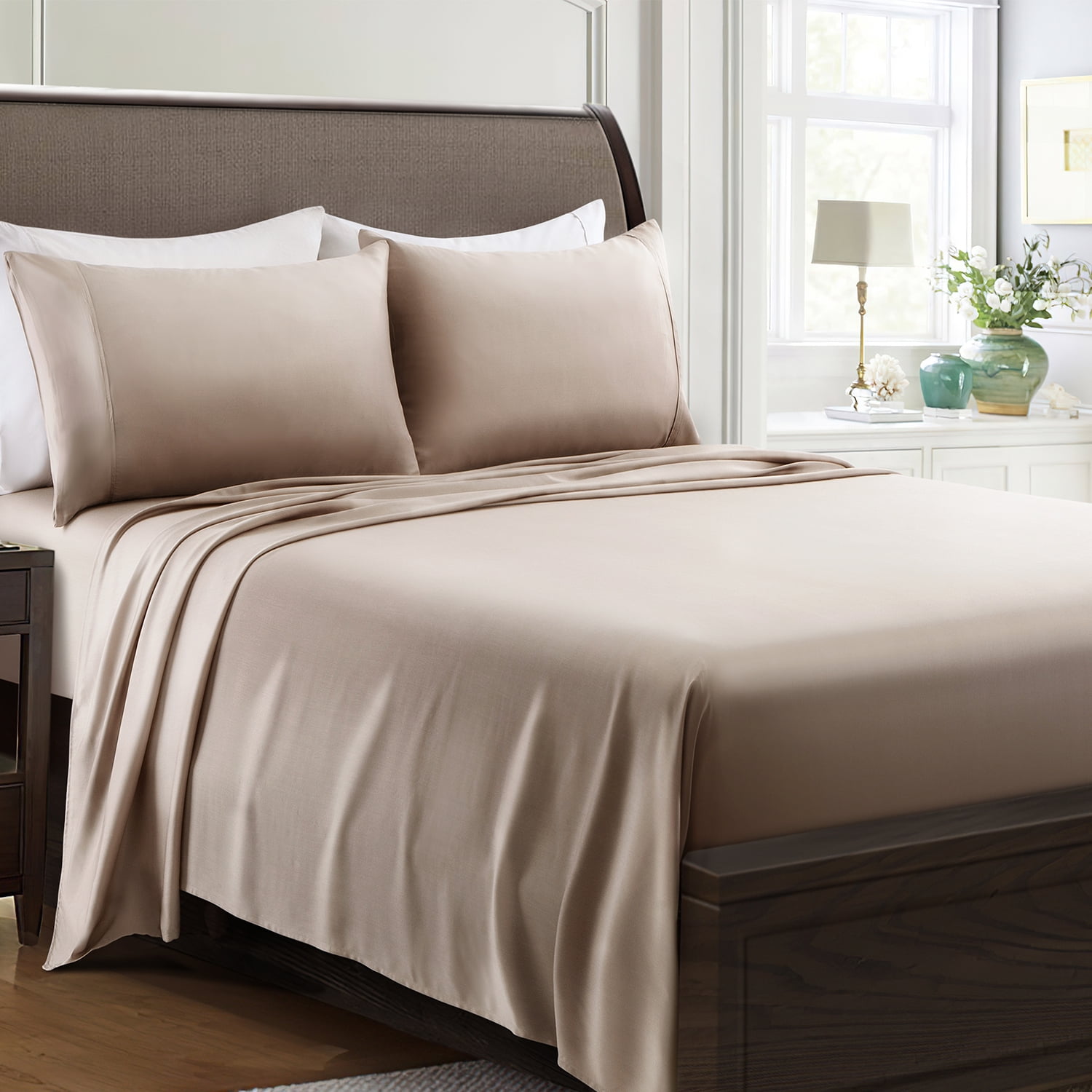 Eggishorn 100 Bamboo Twin Bedding Sheets 3 Pieces Including Bed Flat Sheet Fitted Sheet And Pillowcase Soft Silky Touch Hypoallergenic Breathable And Machine Washable Twin Size Walmart Com Walmart Com