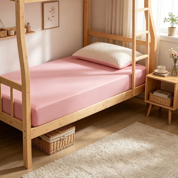 Kumdkdwn Cotton Fitted Sheet Twin Size, 39" x 79" Solid Mattress Cover with Deep Pocket (Fits 2"-10" Mattresses), Soft Breathable Bed Sheet