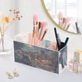 thumbnail image 2 of WOBOGO Raccoon Trip Acrylic Pen Holder 4 Compartments Clear Pencil Organizer Makeup Brush Storage Case, 2 of 7