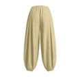 thumbnail image 6 of Lenpel Womens Pleated Pants Trendy Elastic Waist Baggy Trousers Loose Fit Lounge Pants for Beach Vacation, 6 of 6