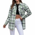 thumbnail image 3 of Aboser Womens Button Down Flannel Shacket Streetwear Cozy Soft Long Sleeve Shirt Jacket Vintage Plaid Shackets Travel Wear, 3 of 7