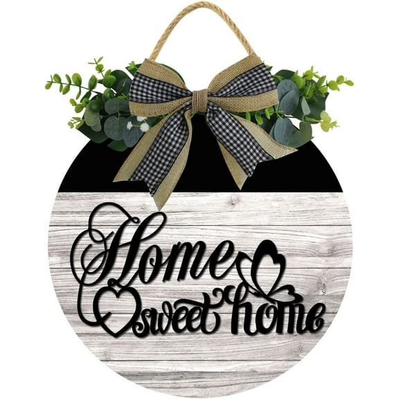 Eveokoki 12" Door Decor Sign,Rustic Hanging Home Sweet Home Wooden Signs Family Sign Rustic Wall Decor Indoor and Outdoor Vintage Wooden Decoration Farmhouse Primitive