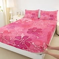 thumbnail image 4 of Feelyou Watercolor Flower Women Twin Sheet Sets, Pink Cherry Blossoms Twin Fitted Sheet, Artwork Style Flat Sheet, Luxury Bedroom Decor, 3-Piece, 4 of 8