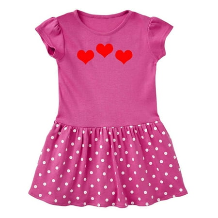 

Inktastic 3 Red Hearts Gift Toddler Girl Dress