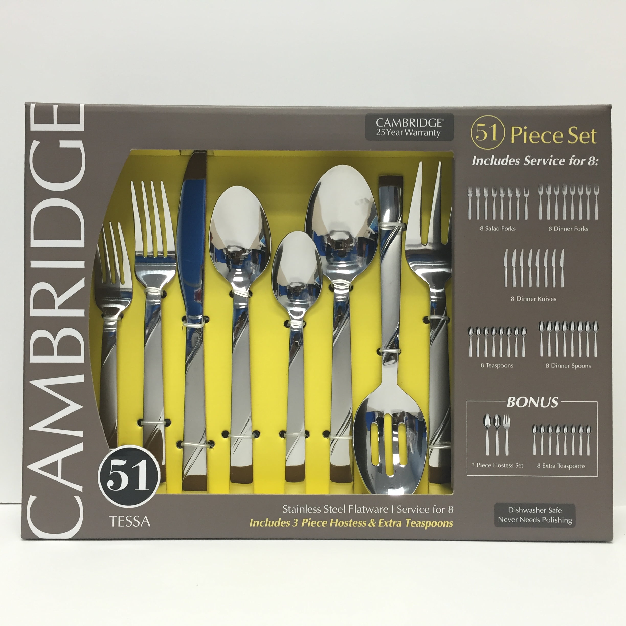 Cambridge Silversmiths Tessa Sand Flatware Set 51 Piece Walmart Com Walmart Com