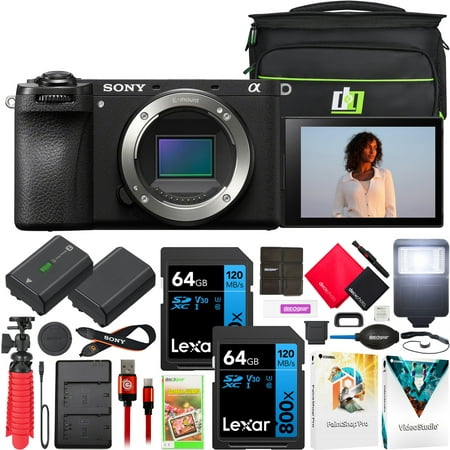 Sony a6700 Alpha APS-C Mirrorless 26MP 4K Interchangeable Lens Camera Body ILCE-6700 Bundle with Deco Gear Photography Bag + Flash + Extra Battery + Dual Charger + Software & Deluxe Accessories Kit