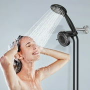 Cshidworld Premium High Pressure Dual Shower Head, 3-Way Rainfall Combo, 5 Spray Handheld Shower Head and 5 Spray Rain Showerhead with 60” Stainless Steel Hose Separately or Together, Matte Black
