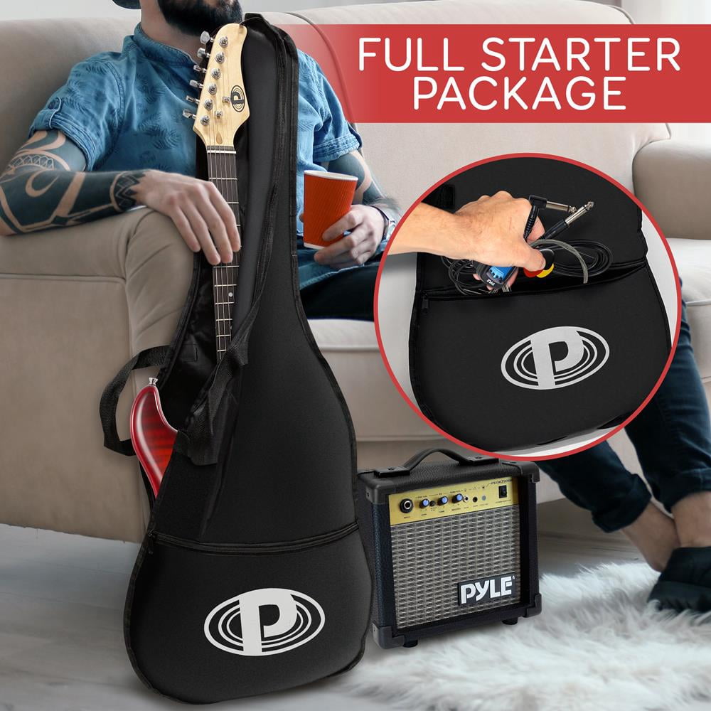 Pyle Beginner Electric Guitar Kit with Amp - Starter Kit Full Size 39" Instrument Package with Humbucker Pickups.