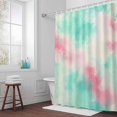thumbnail image 5 of Ombre Teal Pink Fabric Shower Curtain Abstract Washable Shower Curtains for Bathroom, Waterproof Bath Curtain with Hooks Home Decor 72x84in, 5 of 8