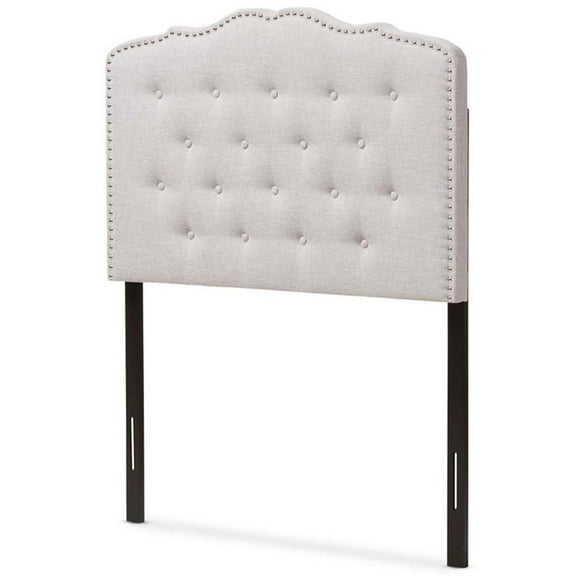 Bowery Hill Modern Fabric Tufted Twin Headboard in Grayish Beige