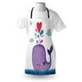 thumbnail image 3 of Whale Apron Cute Smiley Whale with Lovely Hearts and Clouds on Sea Great for Kids Print, Unisex Kitchen Bib Apron with Adjustable Neck for Cooking Baking Gardening, Blue Purple and Red, by Ambesonne, 3 of 3